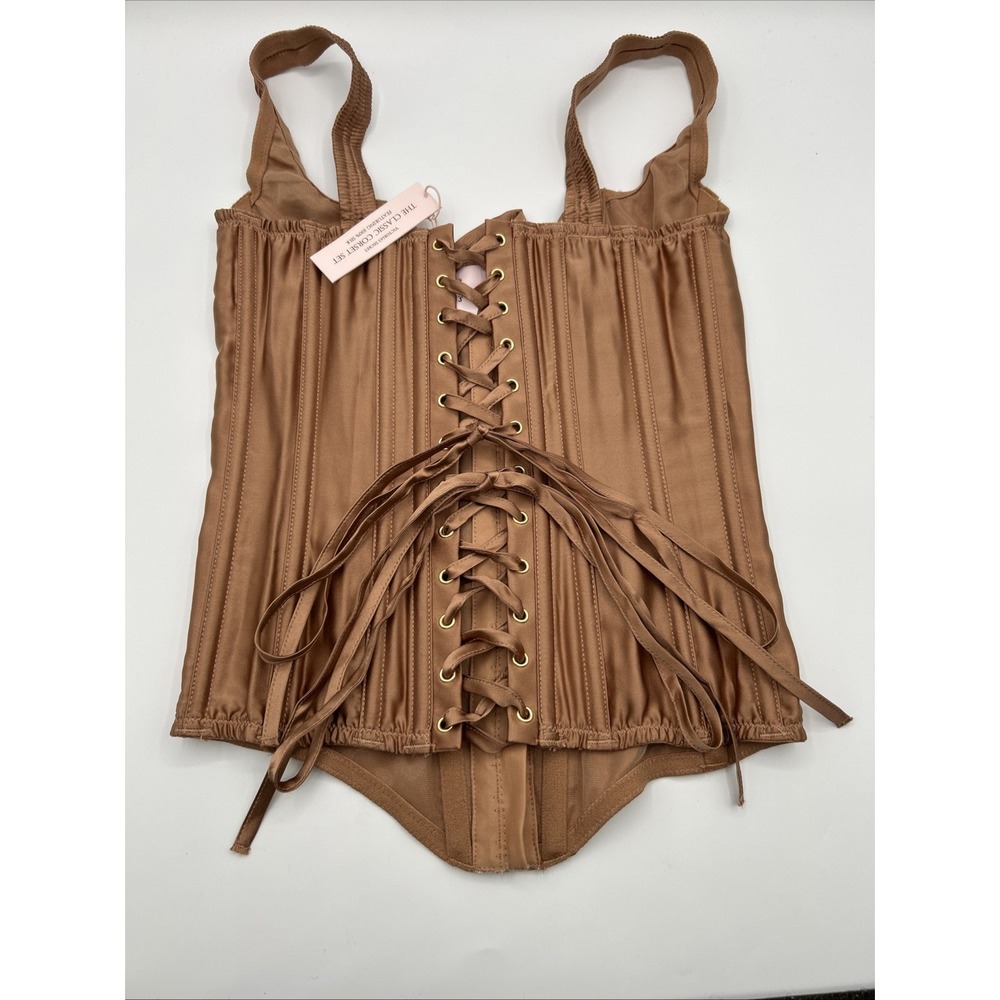 Victoria's Secret The Classic Corset Brown Caramel Small 100% Silk One Piece NWT - Picture 7 of 8